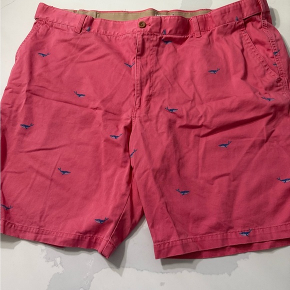 Izod Pink Flat Front Shorts with Blue Accents - Picture 1 of 4